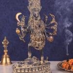 Pure Brass Vintage Kali Dashbhuja Idol | 10.5" Sacred Art | 2kg Ten-Armed Masterpiece | Divine Mother Energy | Jaipurio